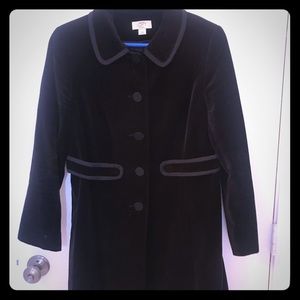 SZ. 10P Black velvet and satin trimmed pea coat